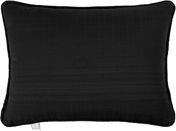 Sherry Kline Sunrise Indoor/Outdoor Rectangle (Boudoir) Corded Edge Filled Pillow Black 13"x18" Set of 2