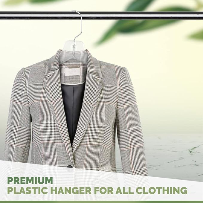 DEILSY™ Clear Plastic Hangers 12 Pack Durable Clothes Hanger for Wardrobe Organization, Essential Plastic Hanger for Garments, Versatile Coat Hangers for Home and Retail Use