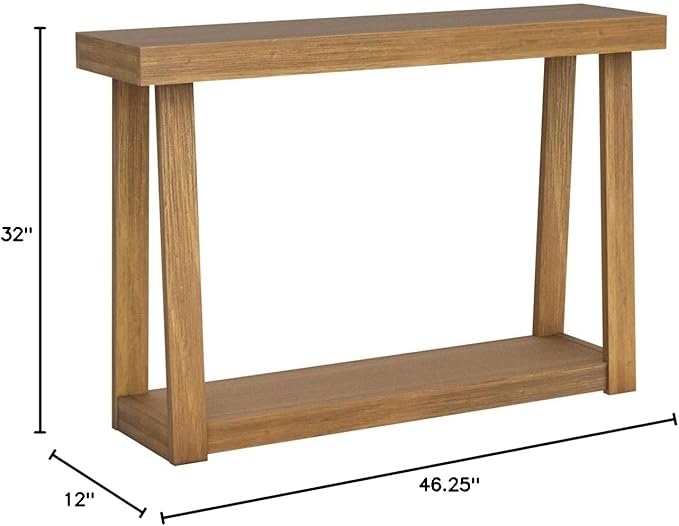 Plank+Beam Solid Wood Console Table with Storage, 46.25 Inch, Sofa Table with Shelf, Narrow Entryway Table for Hallway, Behind The Couch, Living Room, Foyer, Easy Assembly, Pecan