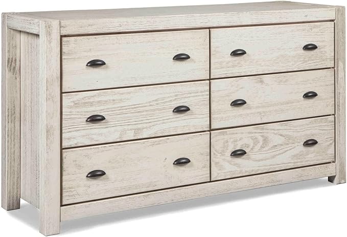 Grain Wood Furniture Montauk 6-Drawer Dresser, Rustic Off-White