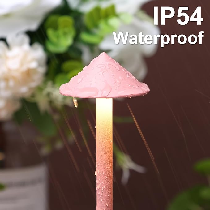 2-Pack 6000mAh Rechargeable Led Table Lamp Cordless,3000K-6000K Stepless Dimming Touch Lamps with Memory Function,IP54 Waterproof Aluminum Table Light for Outdoor/Bars/Restaurant/Patio(Pink)