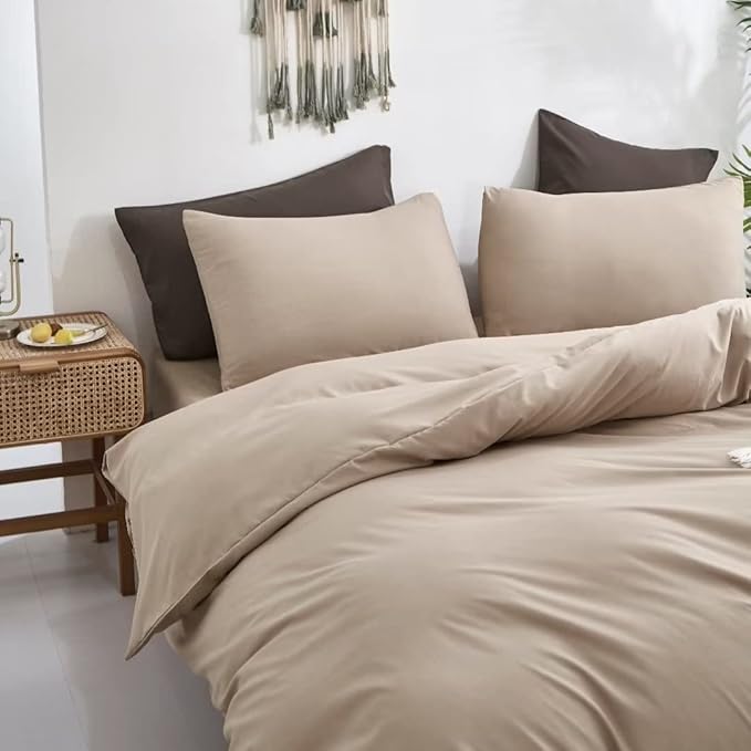 CLOTHKNOW Khaki Comforter Sets Twin/Twin XL 3Pcs Champange Bedding Comforter Sets Light Brown Twin Comforter Soft Tan Comforter Sets