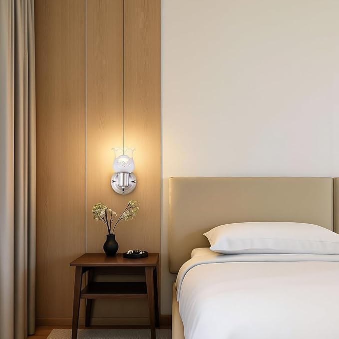 GRUENLICH Wall Sconce, Modern Vanity Light, for Bathroom, Bedroom, Sitting Room, with ON/Off Switch, E26 Base 60W Max, Metal Housing with Glass, Nickel Finish, 1-Pack