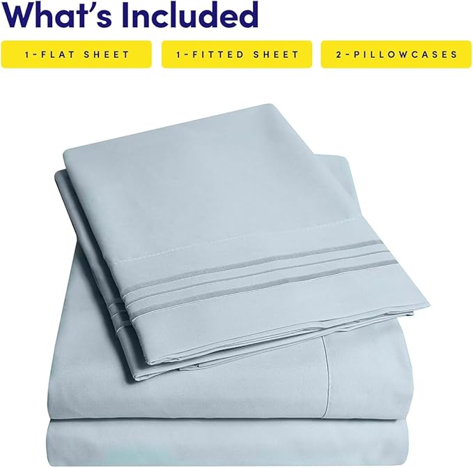 1500 Supreme Collection King Sheet Sets Misty - Luxury Hotel Bed Sheets and Pillowcase Set for King Mattress - Extra Soft, Elastic Corner Straps, Deep Pocket Sheets, King Misty