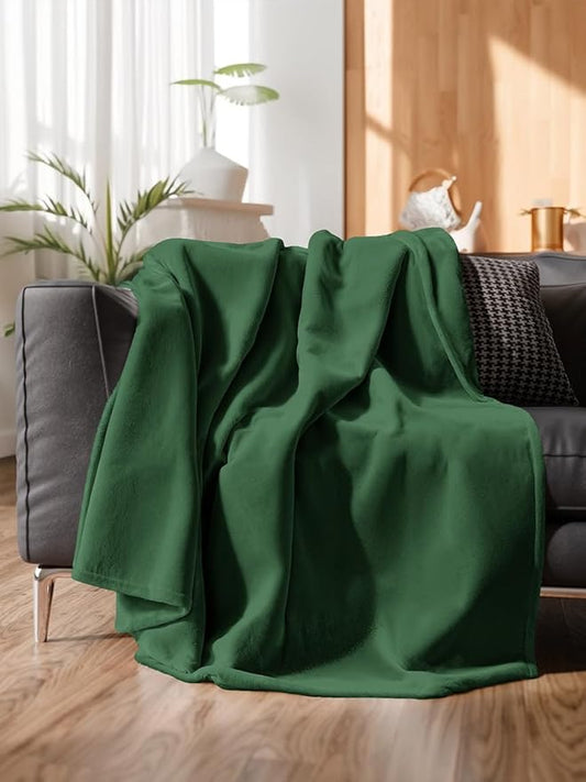 Ultra Soft Fleece Blanket Twin Size - Flannel Fleece Luxury Twin Blanket - Lightweight for Couch Bed Chair - Thick, Warm and Breathable - All Season Cozy Anti-Static Microplush Bedding, Forest Green
