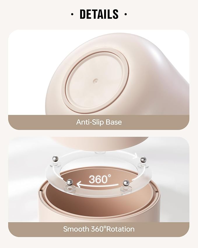 EACHY Makeup Brush Holder 360° Rotating with Dustproof Lid, Waterproof Material, 7 Compartments for Organized Storage, Stylish and Durable Design for Vanity (White)