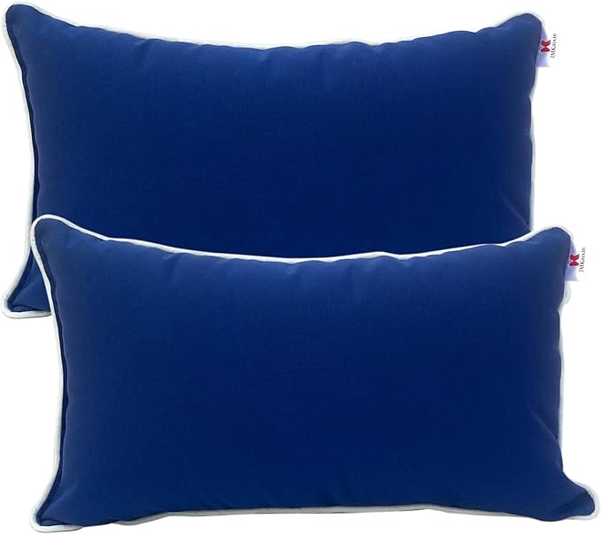Pack of 2 Patio Lumbar Pillows, 12"x20" Fade Resistant Outdoor Waterproof Lumbar Pillow with Inners, Decorative Garden Lumbar Cushions for Home Patio Terrace Sofa Use