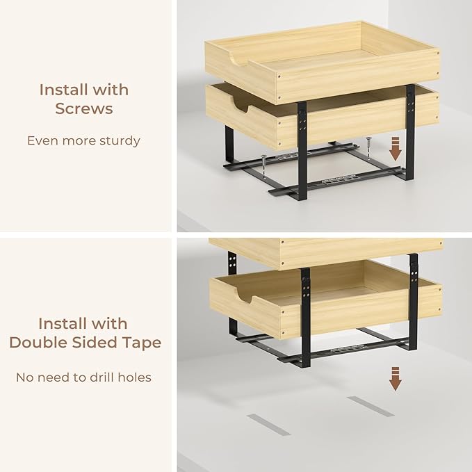 COOLBEBE 2 Tier Pull Out Drawers for Cabinets，17"W x 21"D Double Tier Slide Out Wood Drawer Shelf Organizer, Soft Close Cabinet Pull Out Shelves in Kitchen, Pantry, Bathroom