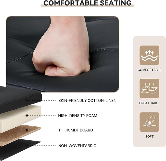 Storage Ottoman Bench, 43 Inch Ottoman Foot Rest, End of Bed Bench, Storage Chest, Load 700 lb, for Living Room, Bedroom, Entryway, Black