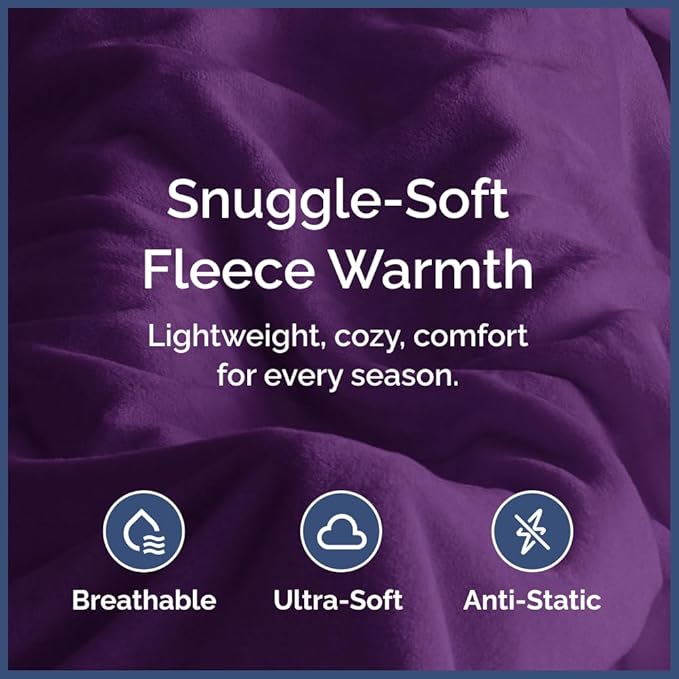 Ultra Soft Fleece Blanket Twin Size - Flannel Fleece Luxury Twin Blanket - Lightweight for Couch Bed Chair - Thick, Warm and Breathable - All Season Cozy Fuzzy, Anti-Static Microplush Bedding, Purple
