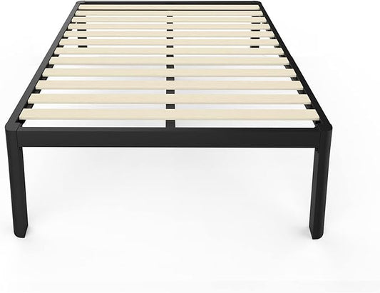 MAF Metal 18 Inch Full Size Platform Bed Frame with Anti-Collision Round Legs, Black 3500 Lbs Heavy Duty Bed Frame with Wood Slats, No Box Spring Needed, Easy Assembly