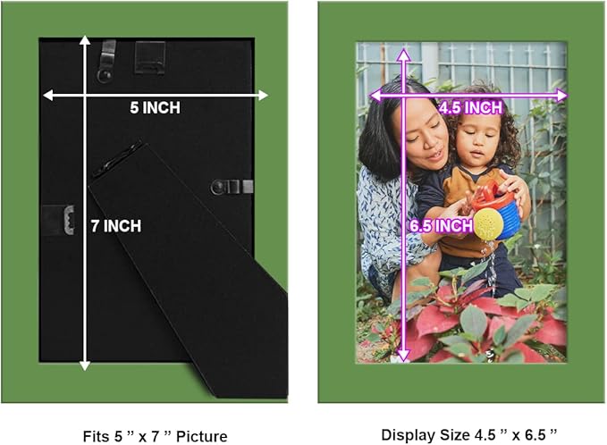 Renditions Gallery 5x7 inch Picture Frame High-end Modern Style, Made of Solid Wood and High Definition Glass Ready for Wall and Tabletop Photo Display, Green Frame