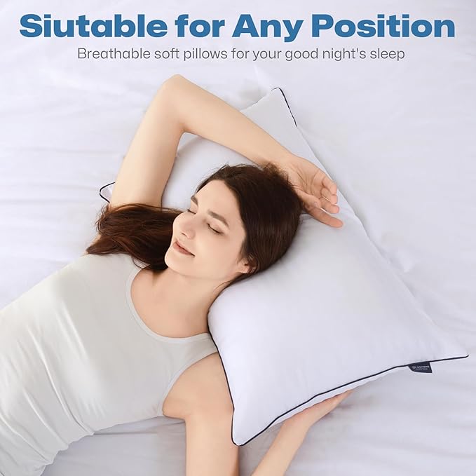 GOHOME Pillows Standard Size Set of 4 - Bed Pillows for Sleeping 4 Pack, Cooling Supportive Hotel Pillows with Premium Soft Down Alternative Fill for Side Stomach and Back Sleepers