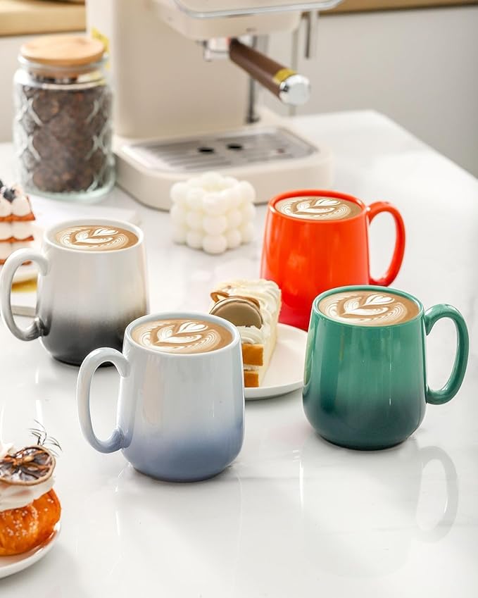 Hasense Coffee Mugs, 15 OZ Ceramic Coffee Cups With Handle, Large Mugs for Latte, Milk, Microwavable & Dishwasher Safe, Assorted Colors