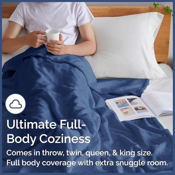 Ultra Soft Fleece Blanket Throw Size - Flannel Fleece Luxury Throw Blanket - Lightweight for Couch Bed Chair - Thick, Warm & Breathable - All Season Cozy Anti-Static Microplush Bedding, Washed Blue