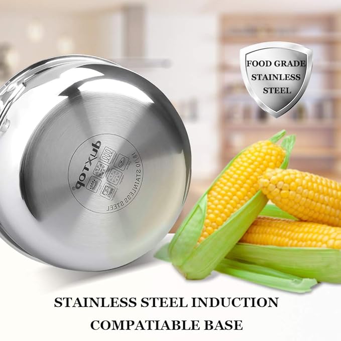 Duxtop Whole-Clad Tri-Ply Stainless Steel Saucepan with Lid, 3 Quart, Kitchen Induction Cookware
