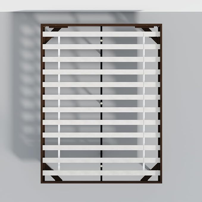 Modern Solid Wood Platform Bed with Adjustable Headboard with Cushion – No Box Spring Needed,Fast Assembly – Queen Size in Walnut