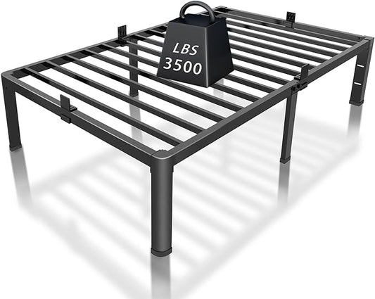 ROIL 14 inch Twin Bed Frames with Headboard Hole and Round Corner Legs Mattress Retainers 3500LBS Heavy Duty Steel Slats No Box Spring Needed Platform Noise-Free Easy Assembly