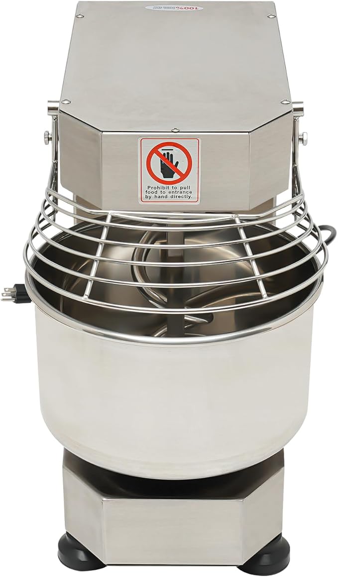 Commercial Food Mixer 750w,Stainless Steel Dual Rotating Dough Kneading Machine,10.5QT Heavy-duty Dough Mixer with Food-Grade Bowl Security Shield Timer for Bakery Restaurant Home