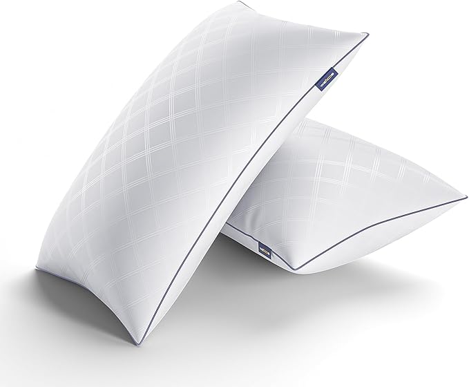 Bed Pillows Standard Size Set of 2, Pillow for Sleeping Premium Soft/Firm Hotel Bedding Pillow for Back, Stomach or Side Sleepers（White）