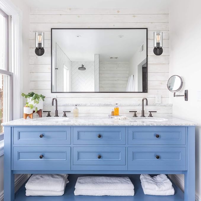 DANSEER Contemporary Oil Rubbed Bronze Bubble Glass Wall Sconces Set of Two Sconce Plug in with Switch