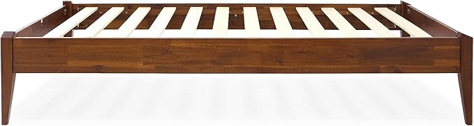 Bme Dinkee 15" Solid Wood Platform Bed Frame Without Headboard - Japanese Joinery Bed Frame - Modern & Minimalist Style - Wood Slat Support - Easy Assembly - No Box Spring Needed - Chocolate, Twin