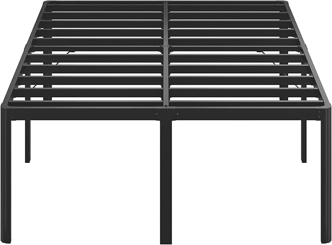 25 Inch High Full Size Bed Frame with Rounded Corner Legs, Sturdy Mattress Foundation, Heavy Duty Metal Platform Bed Frame Full No Box Spring Needed, Noise Free, Easy Assembly, Black