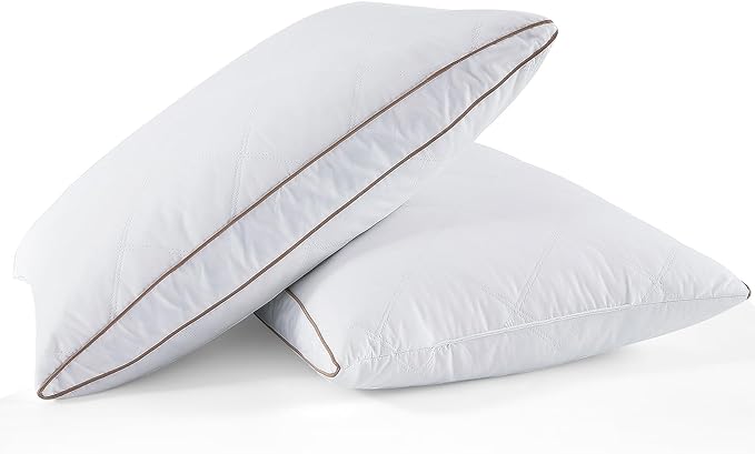 WOLKI Goose Down Feather Pillows, Pillows King Size Set of 2, 100% Soft Cotton Cover Bed Pillows, Hotel Pillow for Back, Stomach or Side Sleepers
