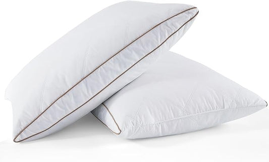 WOLKI Goose Down Feather Pillows, Pillows King Size Set of 2, 100% Soft Cotton Cover Bed Pillows, Hotel Pillow for Back, Stomach or Side Sleepers