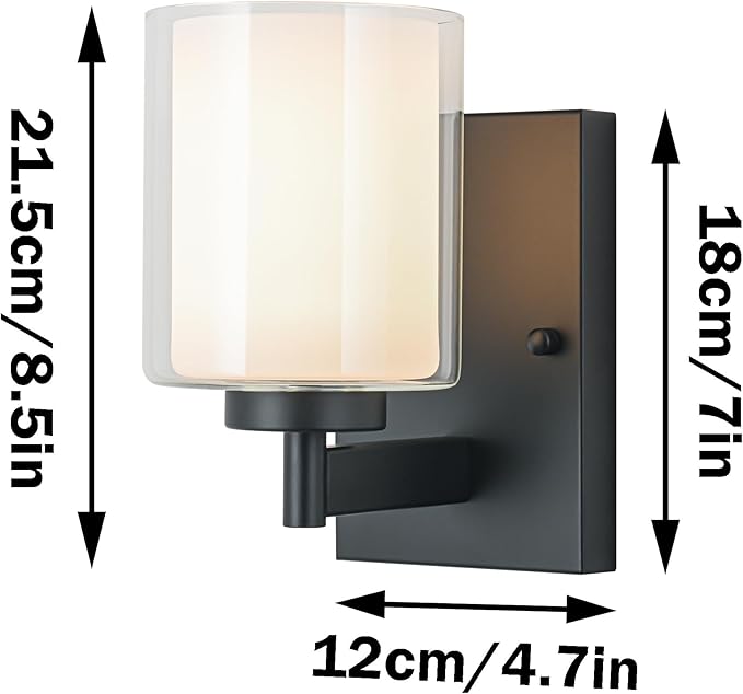 Battery Operated Wall Sconce Set Of 2, 10000mAh Wireless Rechargeable Wall Sconce With Remote Control, RGB Dimmable Bathroom Light Fixtures With Double Clear Glass Shade For Mirror Bedroom Living Room