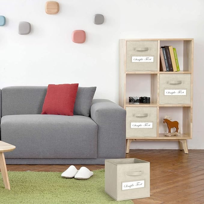 artsdi 11 Inch Storage Cube,Storage bin (Set of 10) Foldable Fabric Cube Storage Bins with 10 Labels Window Cards & a Pen,Baskets Containers for Shelves,Closet Organizers Box,cube storage,Beige