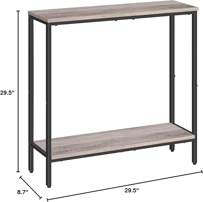HOOBRO 29.5 Inches Narrow Console Table, Small Sofa Table, Entryway Table with Shelves, for Hallway, Living Room, Bedroom, Foyer, Greige and Black BG22XG01
