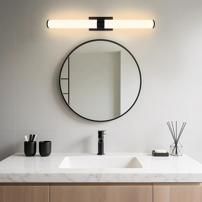 Kalium 33in Modern Wall Sconces, Dimmable Bathroom Vanity Lights, 3000K Warm White LED Indoor Sconces Lighting for Bathroom, Stairs, Living Room, Bedroom. Hardwired.