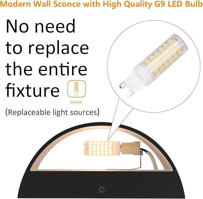 Aipsun 4 Pack Black Modern LED Wall Sconce Hardwired Indoor Wall Lights Up and Down Wall Mount Light for Living Room Bedroom Hallway Corridor Conservatory Warm White 3000K(with G9 Bulbs)