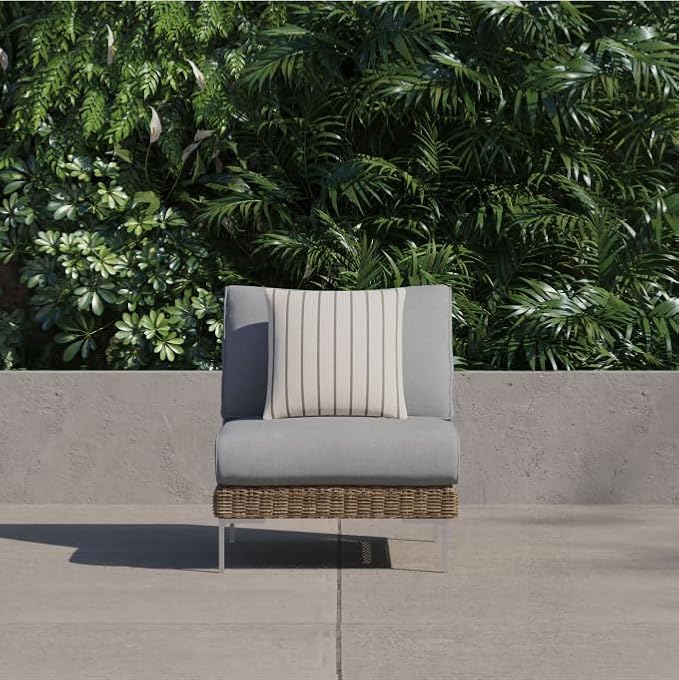 Outer Outdoor Throw Pillow with OuterWeave Performance Fabric, Decorative Pillow for Patio & Outdoor Furniture, Includes Machine Washable Pillow Cover and Insert - Palisades Gray Stripe, 18"x18"