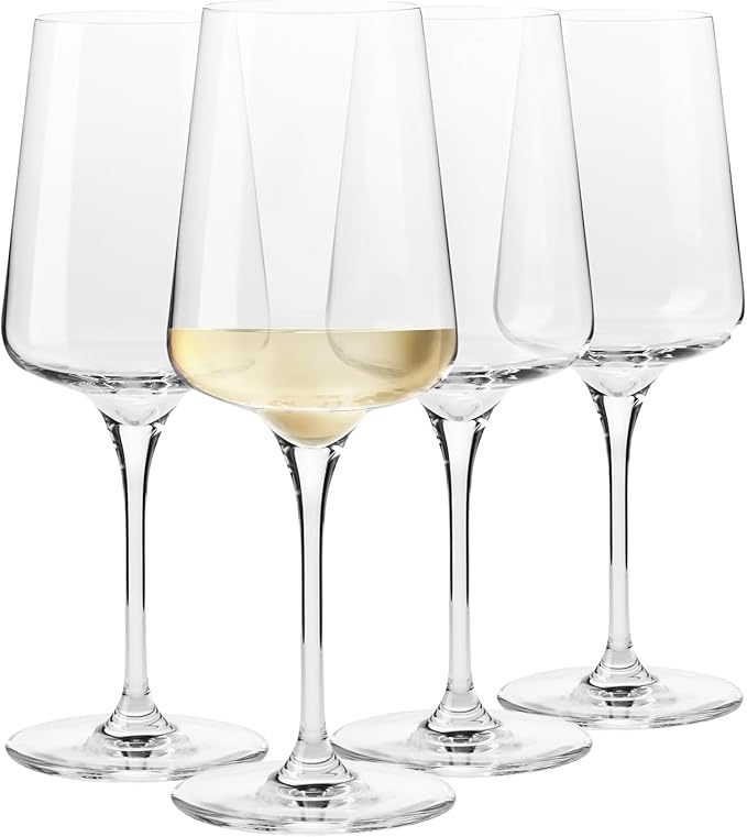 Krosno White and Sparkling Large Wine Glasses Drinking | 4 Pieces Set 13.5 fl oz | Infinity Collection | Elegant | Cocktail Crystal Set Wedding Gift | Lead-Free Glass | Homes, Restaurants & Kitchen