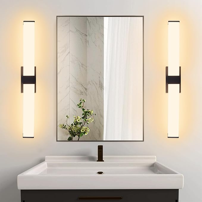 Kalium 33in Modern Wall Sconces, Dimmable Bathroom Vanity Lights, 3000K Warm White LED Indoor Sconces Lighting for Bathroom, Stairs, Living Room, Bedroom. Hardwired.