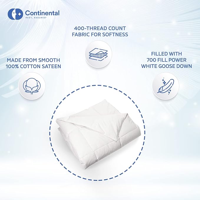 Serenity 700 Fill Power White Goose Down European Comforter - Fluffy, King Size Duvet Blanket Bedding - Made in The USA - King 102 x 86 Inches (All Year Weight, King)
