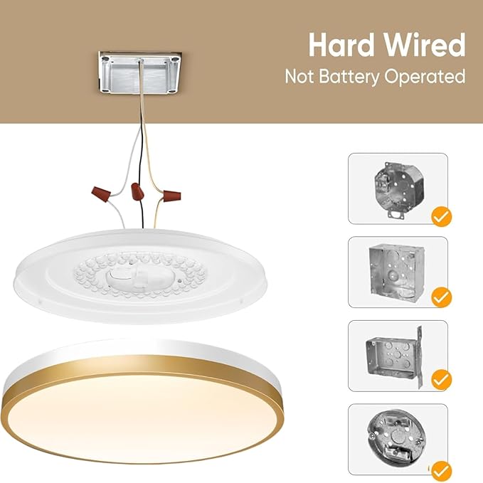 15 Inch Flush Mount Ceiling Light with Remote Control & Night Light, 5CCT Dimmable Ceiling Light Fixture, 35W 3500LM 2700K-6500K Adjustable LED Ceiling Lights for Bedroom Kitchen, White Gold