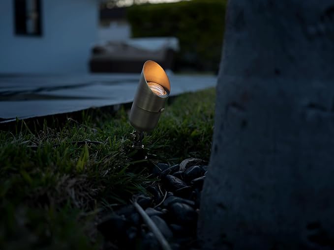 12V LogiSpot Brass Outdoor Spotlight (Bronze) for Low Voltage Landscape Lighting of Yard, Lawn, Garden, Patio, Trees & House