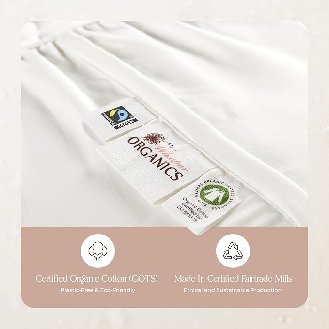 100% Cotton Organic Mattress Pad - Luxury Quilted Mattress Topper Protector Plush & Breathable Machine Washable Design - Fairtrade & GOTS Certified Premium 400GSM Thick with Deep Pocket (Cal King)