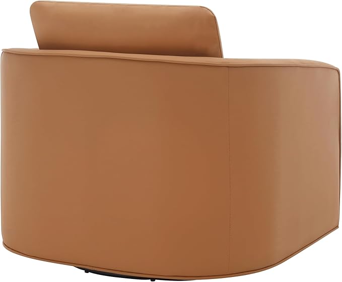 MINCETA Accent Chairs,Oversized 360 Swivel Armchair(Seat Area:25.6" D x 26.8" W),Modern Comfy Reading Chairs for Living Room with Metal Base,Set of 2,PU Leather in Brown