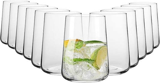 Krosno Water Glasses, 16.5 oz, Set of 12, Infinity Collection, Lead-Free Premium Crystalline Glassware, Everyday Drinking Glasses, Dishwasher Safe, Made in Europe
