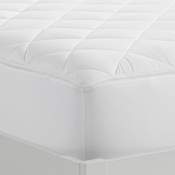 Serta Air Dry Extra Comfort Plus 100% Cotton Fabric Quilted Mattress Pad, Cooling and Breathable Mattress Cover, Moisture Wicking Protection with 18" Deep Pocket, Twin, White