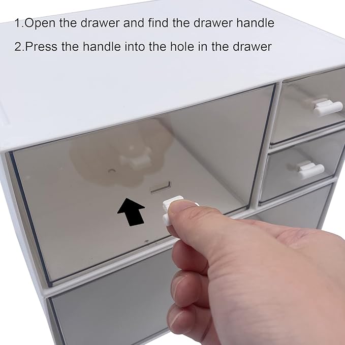 Desk Organizer with 4 Drawers, Makeup Organizer, Plastic Sundries Storage, Vanity Organizer, Cosmetic Storage Organizer, Desk Storage Box, Bathroom Counter or Dresser, White (CD-QBH-01)