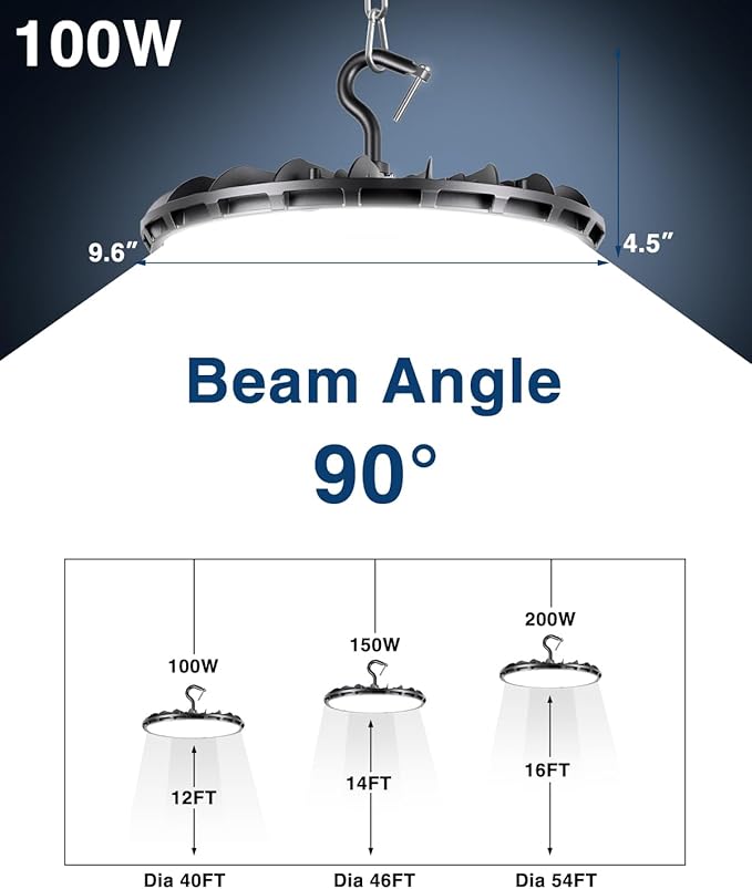 UFO LED High Bay Light, 100W High Bay LED Shop Lights for Warehouse Workshop, 11,000LM, 5000K Daylight, 10 Pack Highbay LED Shop Lights Plug & Play IP65 Waterproof, UL
