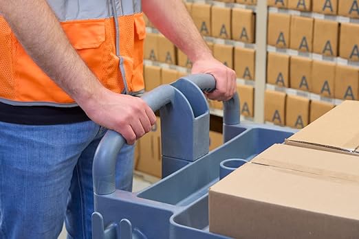 Rubbermaid Commercial Products BRUTE Heavy Duty 2-Shelf Utility/Service Cart, Large, Lipped Shelves, Ergonomic Handle, 750 lbs. Capacity, Black, for Warehouse/Garage/Cleaning/Maintenance/Stadiums