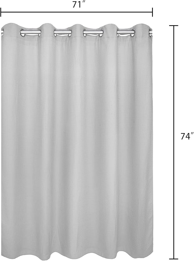 River Dream Grey Waffle Weave Shower Curtain with Snap-in Liner,Cotton Blend Fabric Heavy Duty,No Hooks Needed Shower Curtain for Bathroom,Hotel Quality Shower Curtain Set,71 x 74 inches