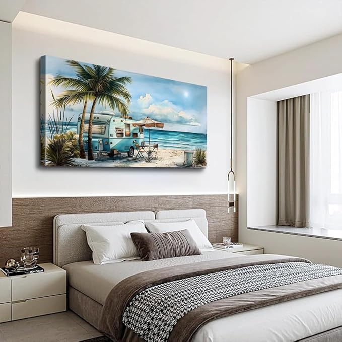 PHAOHUAXM Large Wall Decor For Office Framed Wall Art For Living Room Modern Bedroom Decor Beach And Ocean Landscape Canvas Prints Restaurant Wall Paintings Seascape Pictures Home Decor 20"X40"