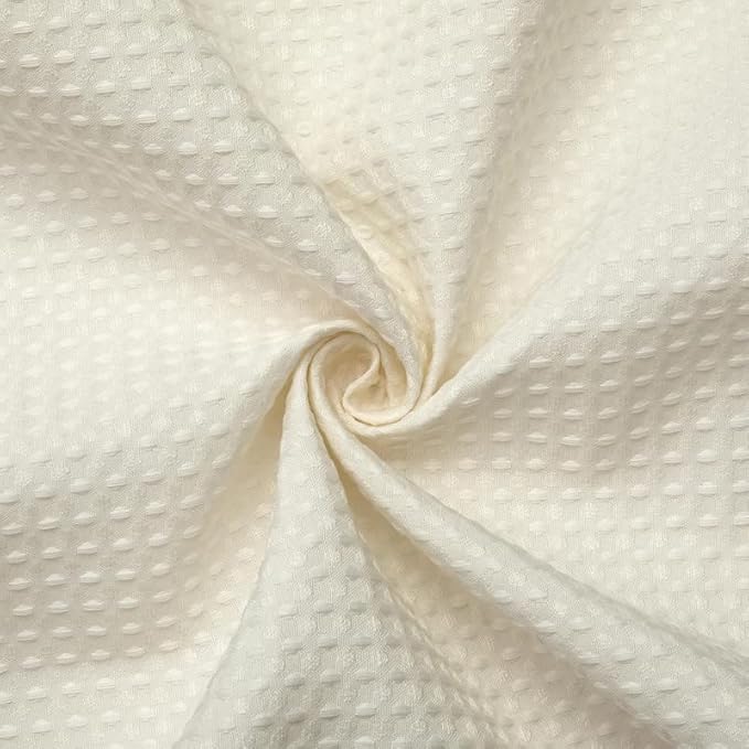 Barossa Design Long Fabric Waffle Weave Shower Curtain 78 inch Height, Hotel Luxury Spa, 230GSM Heavy Weight, Water Repellent, Machine Washable, Cream, 71x78
